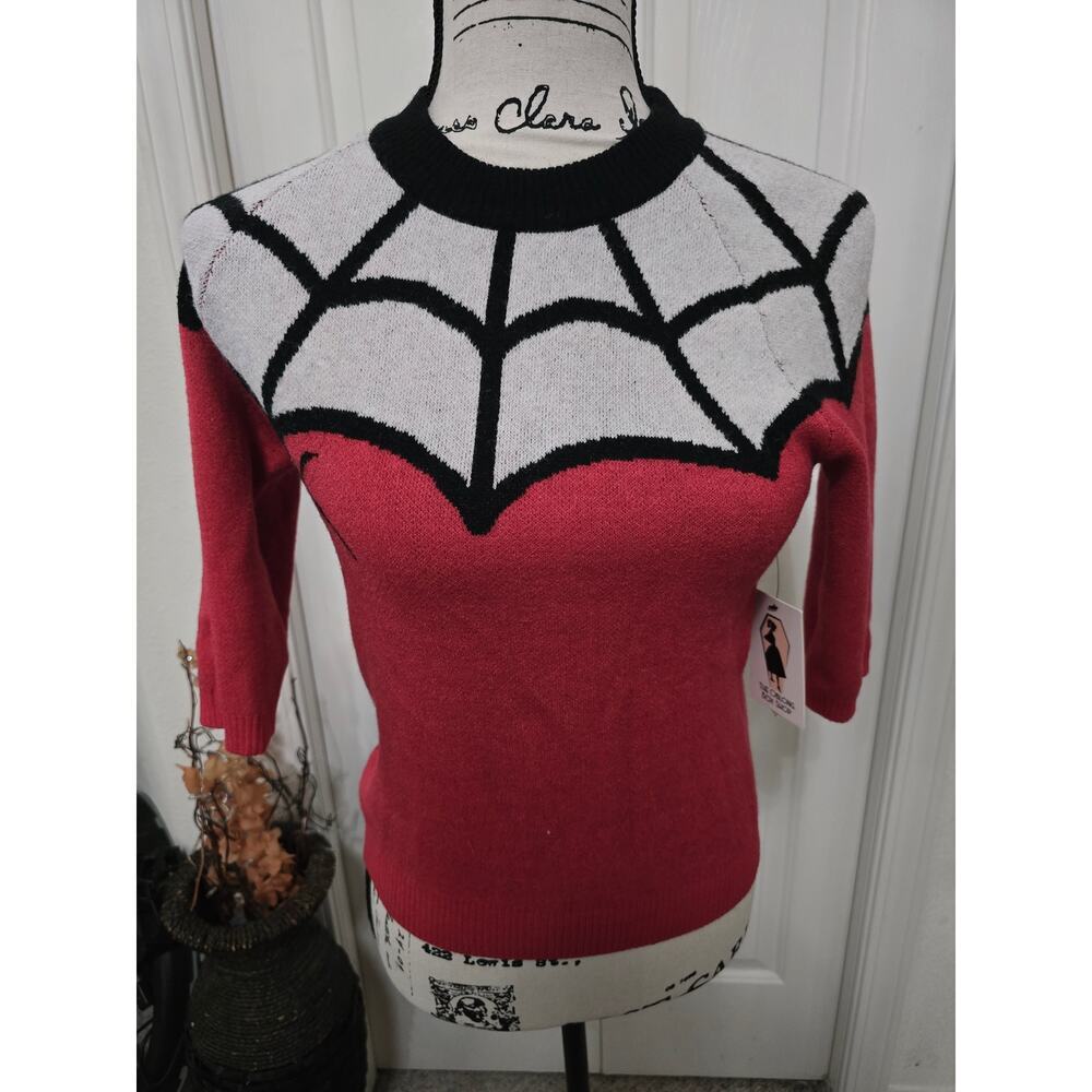 Oblong Box Shop Spiderweb 3/4 Sleeve Sweater Size M NWT